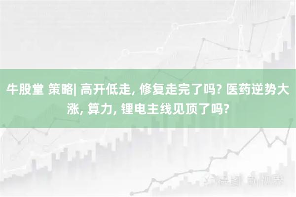 牛股堂 策略| 高开低走, 修复走完了吗? 医药逆势大涨, 算力, 锂电主线见顶了吗?